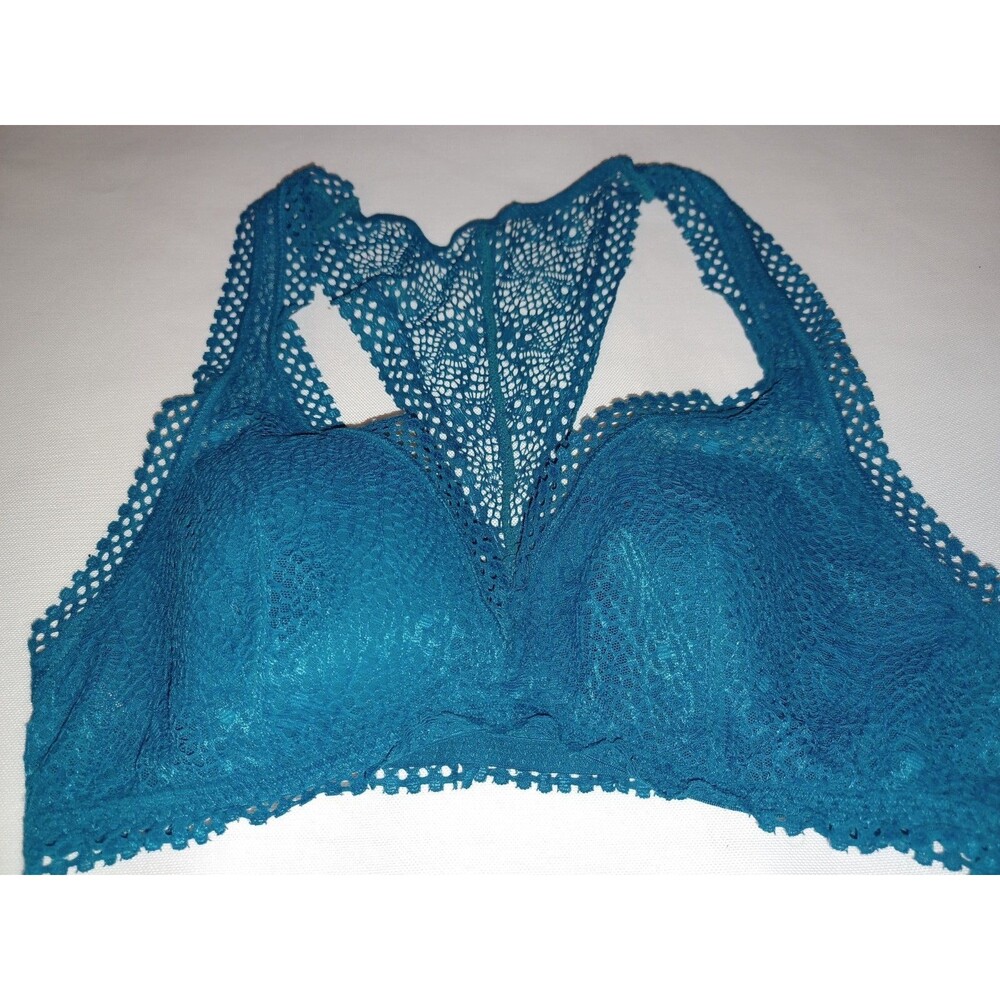 VICTORIA SECRET BRALETTE Bra S Very sexy Lace racerback Blue teal women's